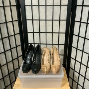 BCBGeneration Nude Estrella Platform Sandal & EstrellaBlack Leather Cutout Spike